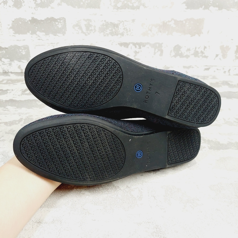 New Rothy's The Flat Black Knit Round Toe Slip On Loafers V650 - Picture 6 of 8
